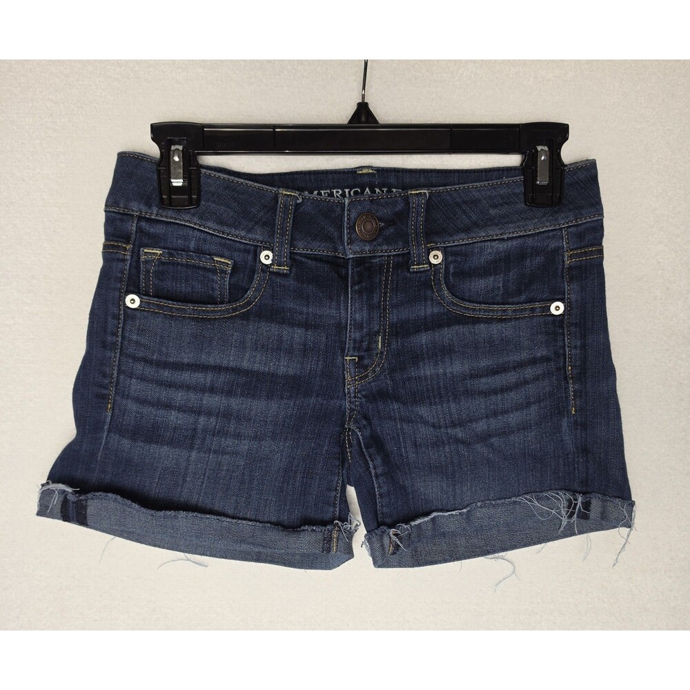 American Eagle Super Stretch Denim Shorts Dark Wash Cut Offs Womens Size 2